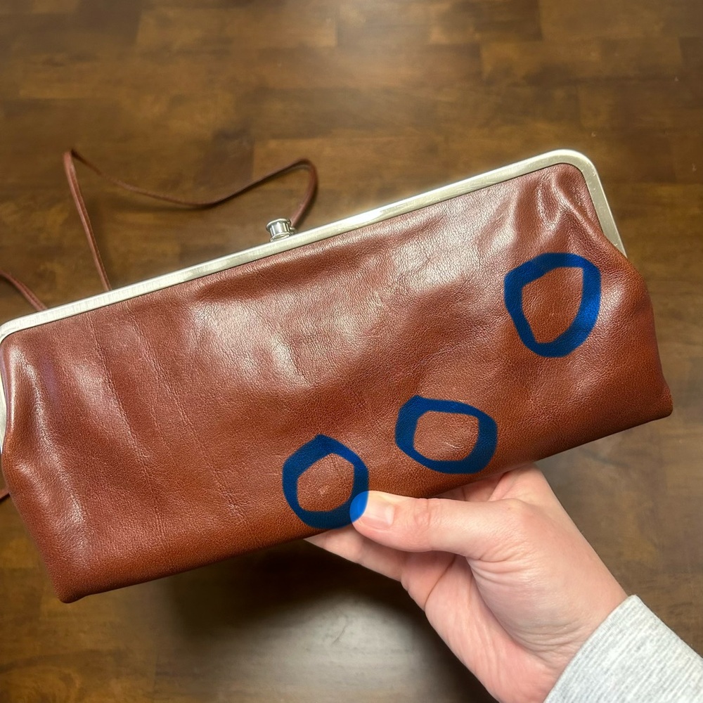 Consuela Tawny Clamshell Clutch Wallet in Brown Leather with Crossbody Strap - Picture 11 of 16